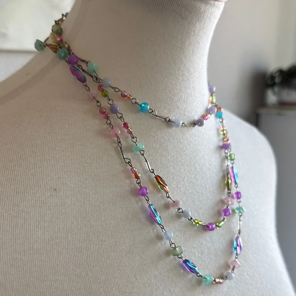Vintage Colorful Beaded Multi-Strand Necklace - Picture 2 of 4